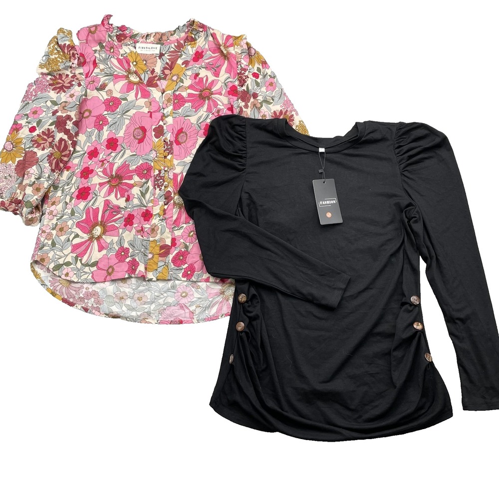 Blouse Top Lot of 2 Womens Large Garden Floral Classic Chic Corpcore Office Boho